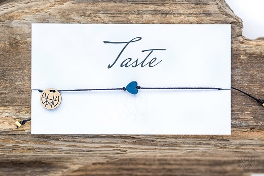 WHW Taste Navy Heart On Black String w hand works
