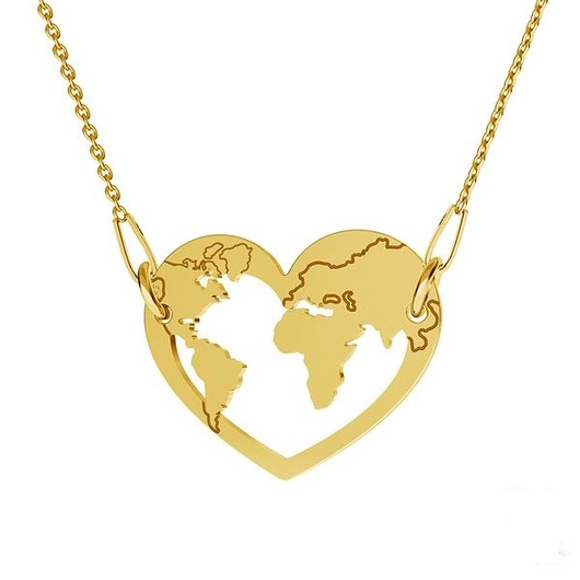 złote naszyjniki naszyjnik LOVE WORLD - srebro, złoto, róż