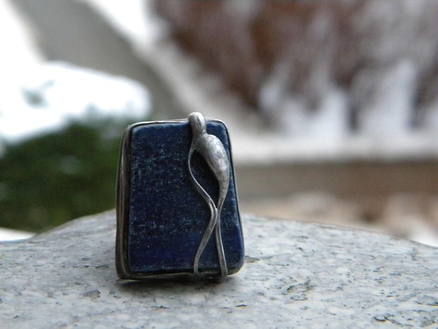 pierścionki - różne Lapis lazuli  - sygnet / pierścień