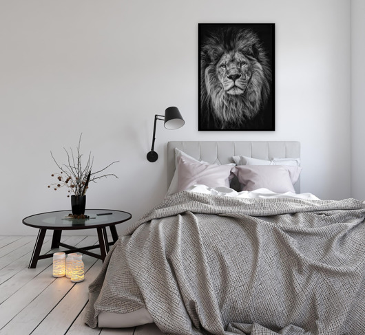 PLAKAT z lwem,lew,czarno biały plakat black dot studio