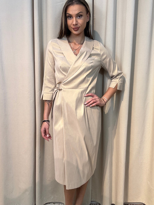 sukienki midi damskie Sukienka na zakładkę Beige