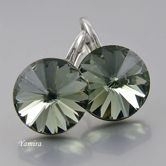 kolczyki - kryształ Swarovski Rivoli Black Diamond 12mm yamira