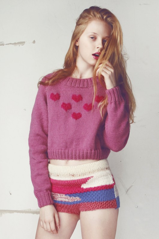 Pink mohair hearts KAROLINA SCIPNIAK
