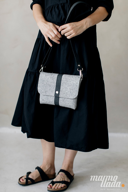 torby na ramię Marmollada - filcowa listonoszka SZARA + czarny