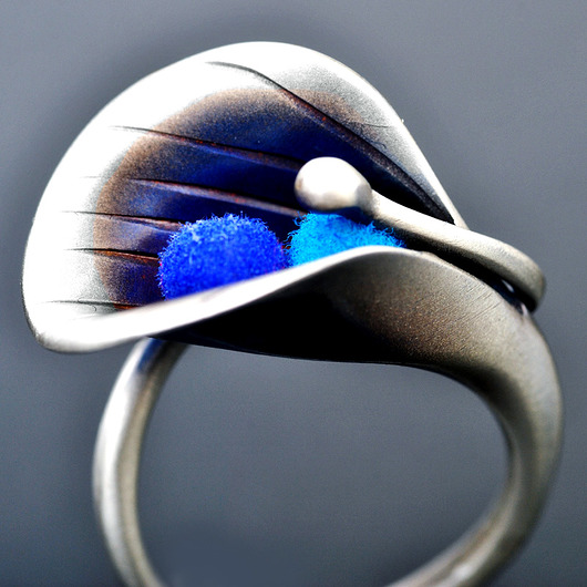 kolczyki wire wrapping Srebrny pierścionek regulowany KALIA ULTRAMARYNA