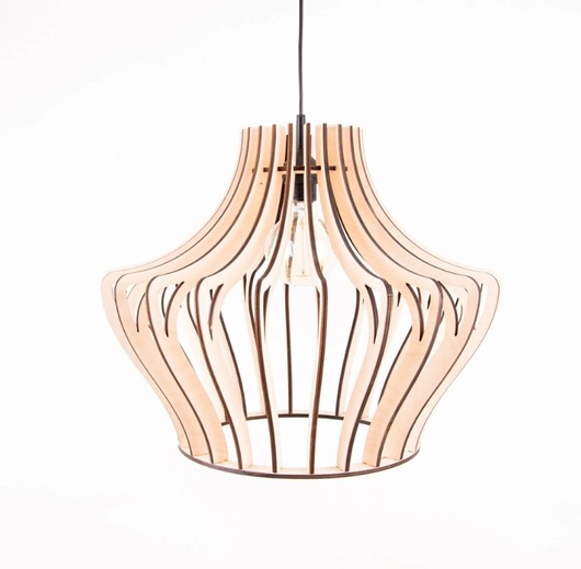 lampy wiszące Drewniana lampa LED do salonu