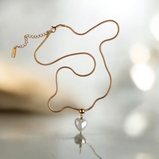 złote naszyjniki Serce - perła : naszyjnik : wyjątkowy prezent PREMIUM