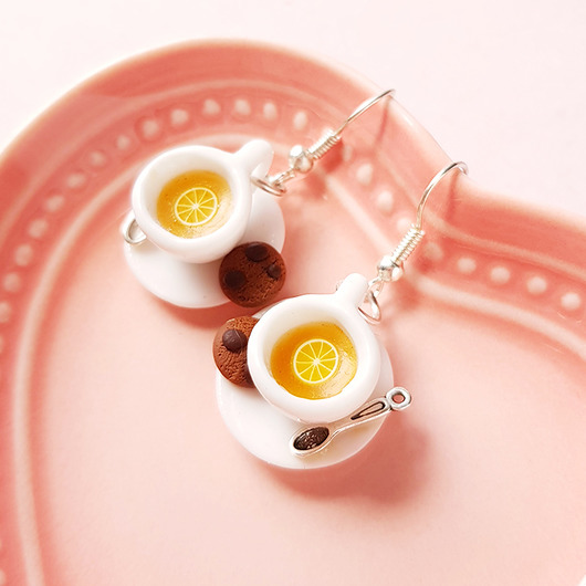 Herbata z cytryną kolczyki stal srebro Lemon Lovely