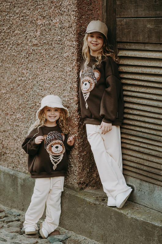 bluzy dla chłopców Dres oversize Black Robot Teddy