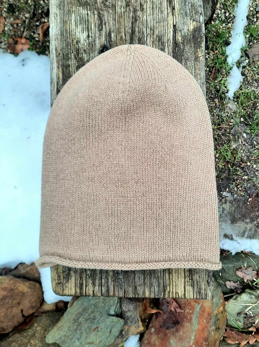 czapki damskie Kaszmirowa czapka- czapka z kaszmiru 100% beżowa gładka
