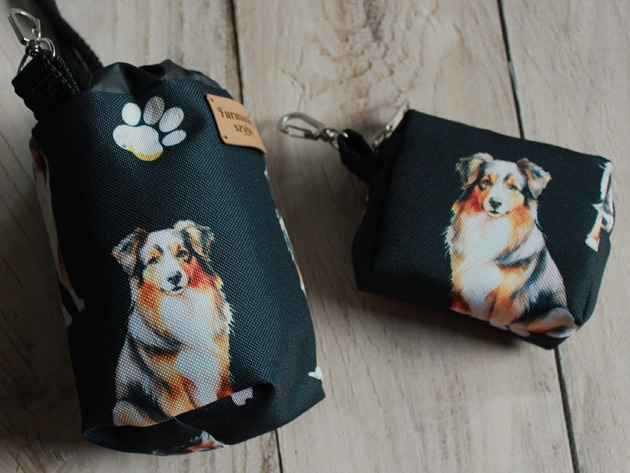 dla zwierząt różne Zestaw saszetka na smaczki i woreczki # owczarek australijski