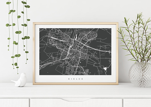 Kielce  - mapa miasta na prezent PLAKATY GEOMETRYCZNE