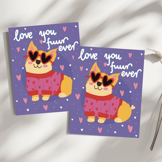 kartki okolicznościowe - wydruki Kartka walentynkowa "Corgi"