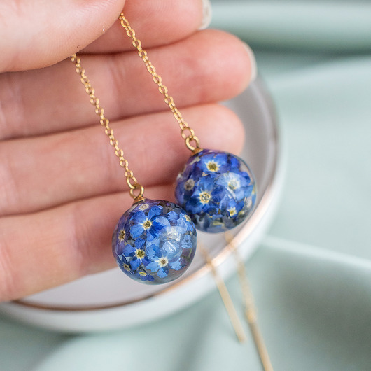 kolczyki z żywicy Kolczyki z niezapominajkami