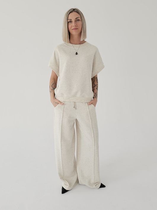 komplety damskie Komplet oversize bezrękawnik i szerokie spodnie wide leg