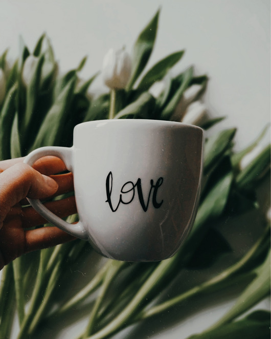 LOVE ręcznie malowany kubek porcelanowy MUKI design