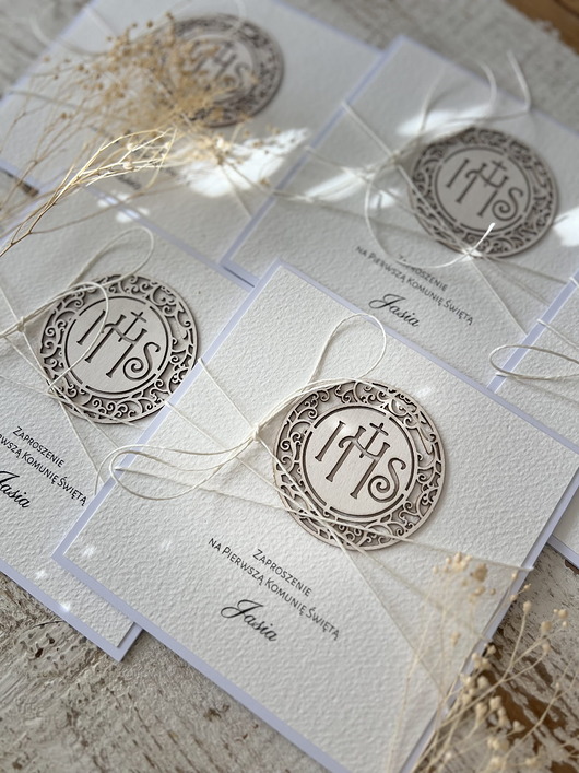 zaproszenia na komunię Najpiękniejsze oryginalne rustykalne zaproszenia na komunię - komunijne ręczn