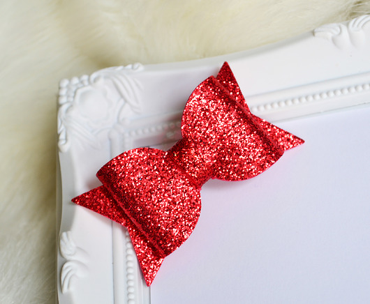 Spinka do włosów brakatowa kokarda czerwona FairyBows