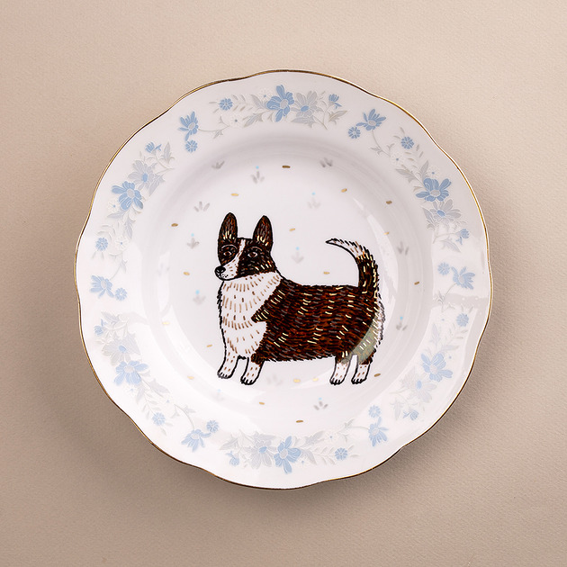 Ozdoby na ścianę Talerz na ścianę - pies corgi