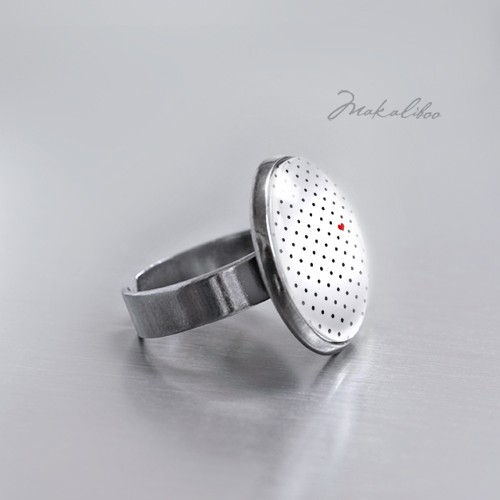 pierścionki srebrne Pierścionek Serduszko - white dots - simple ring