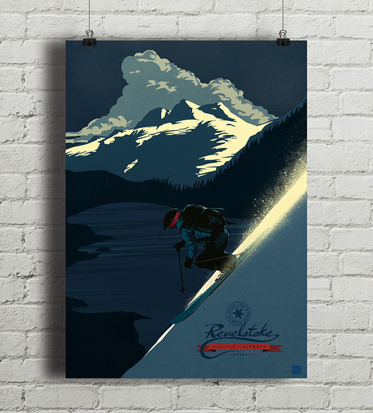 Revelstoke Ski - vintage plakat A2 minimalmill