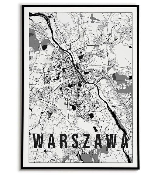 plakaty Plakat miasto POLSKA - WARSZAWA 2  obraz MAPA
