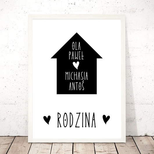 plakaty Plakat z napisami dom rodzina prezent imiona