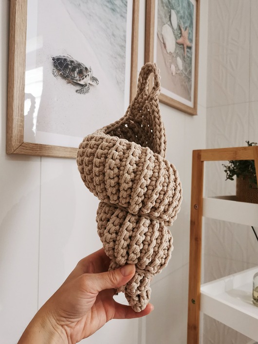 kosze do przechowywania Kosz w kształcie muszli do powieszenia - boho dekoracja do domu
