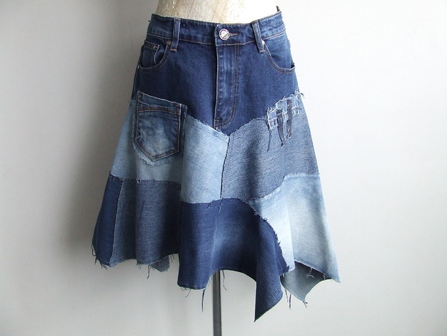 spódnice midi Asymetryczna spódnica jeans r.42/44