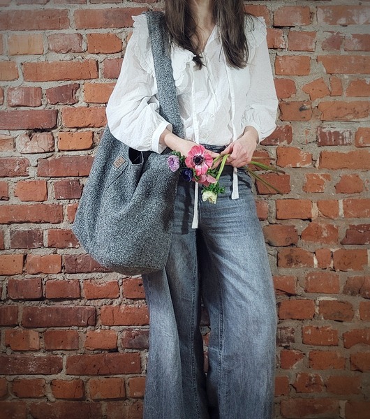 torby XXL Boogi Bag szara torba hobo w stylu boho