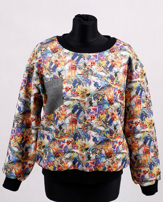 bluza bez kaptura damska Dwustronna bluza kosmiczne koty, mopsy i deskorolki kontra szary