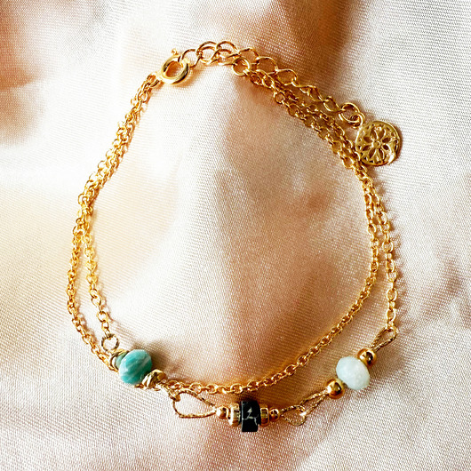 bransoletki z kamieni naturalnych SERENITY- łańcuszkowa Bransoletka z kamieni , jaspis, amazonit