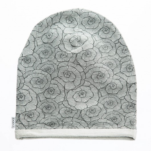 Bawełniana Wygodna Czapka Beanie Gray Flowers CADOaccessories
