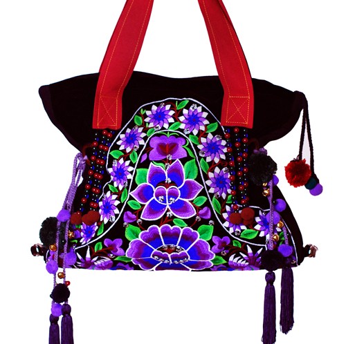 BLUE SKY/Midnight lilac haftowana torba etniczna Bright Boho old