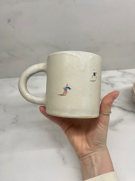 kubki i filiżanki Ceramiczny Kubek Handmade 380 ml z Narciarzami