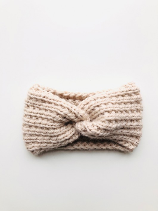 opaski do włosów Opaska wełniana handmade beżowa 100% wełna