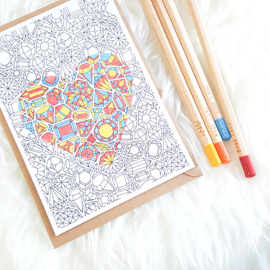 kartki okolicznościowe - wydruki Kryształy, Wzór - Pocztówka do Kolorowania