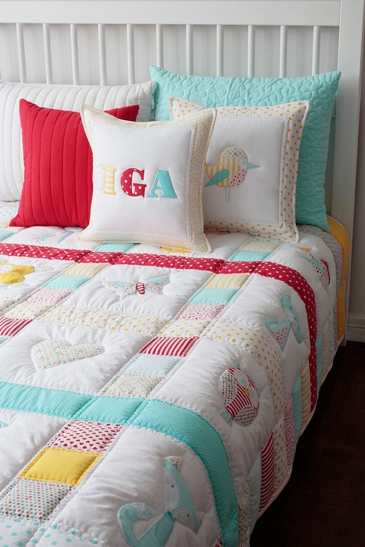 Zestaw narzuta patchwork |ERIA| + 2 poszewki patchwork house