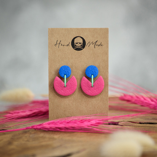 kolczyki z masy plastycznej Kolczyki Hanna - różowo-niebieskie