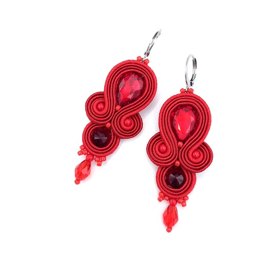 kolczyki soutache Anya kolczyki sutasz romantyczne małe lekkie czerwone