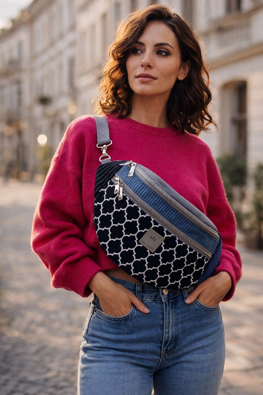 saszetka nerka Kolorowa Nerka XL z weluru i sztruksu Agadir