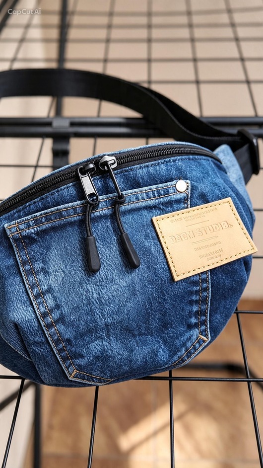 saszetka nerka Nerka niebieska jeans handmade