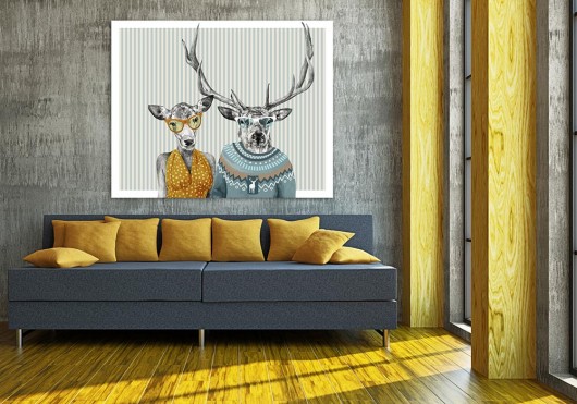 obrazy OBRAZ NA PŁÓTNIE -  100x80cm Jelenie
