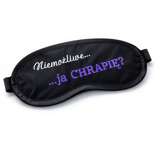 opaski na oczy OPASKA Czarna bawełniana haftowana Niemożliwe, ja chrapię? PREZENT