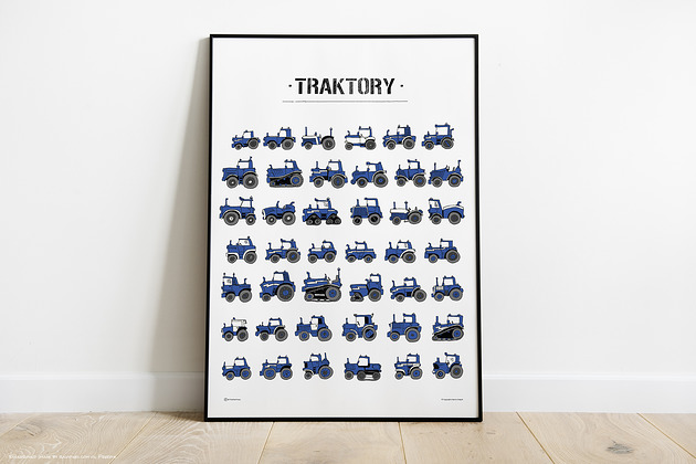 Traktory! Dużo,Dużo Traktorów! 50x70cm :) Tiny Machinery