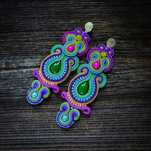 Tamira-  orientalne kolczyki soutache Mró Soutache