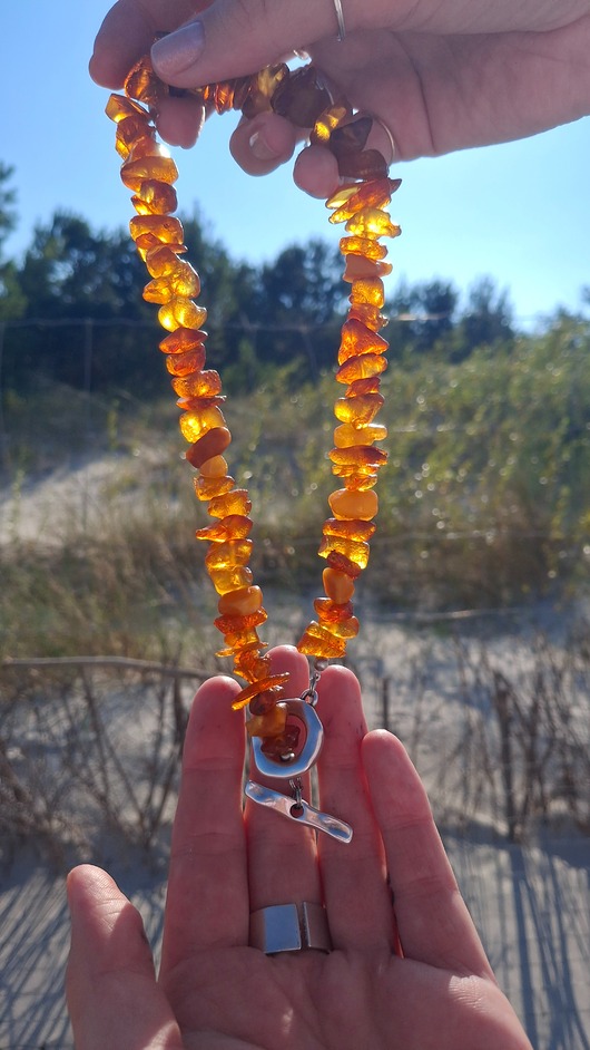 srebrne naszyjniki Naszyjnik z bałtyckich bursztynów