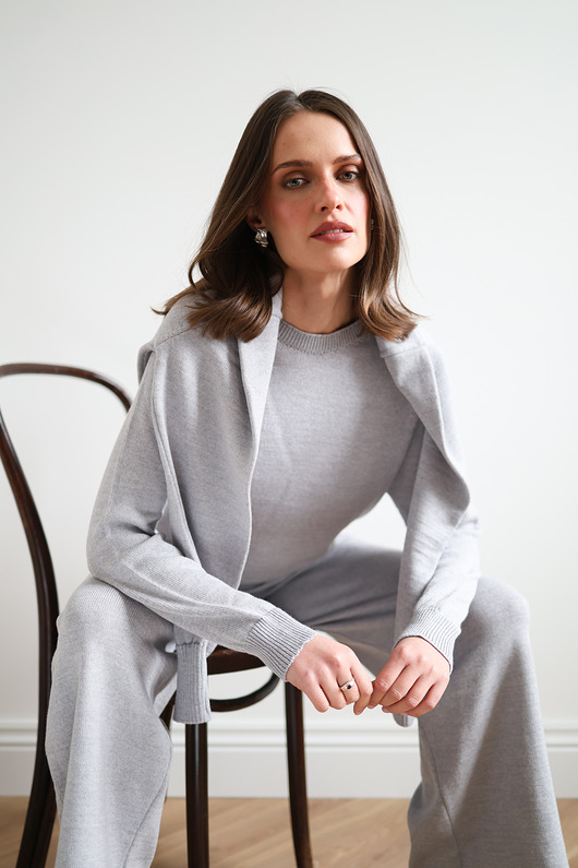 swetry damskie  Sweter Simple merino jasnoszary