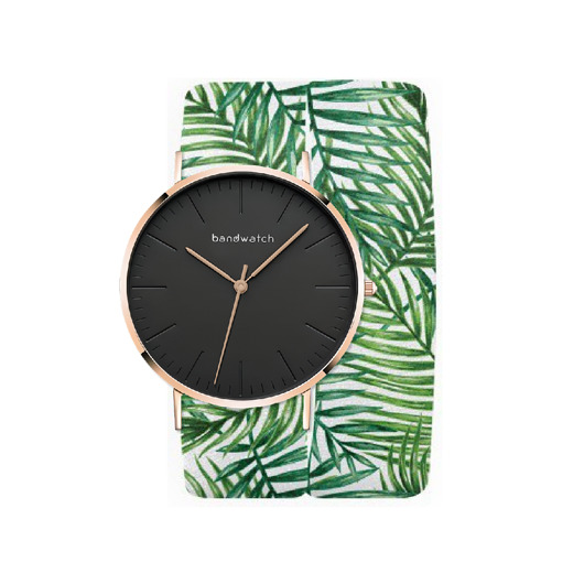 zegarki damskie Zegarek damski wiązany - Palm leaves - Tarcza Różowe złoto