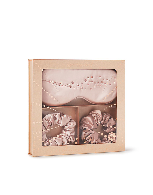 zestawy dla niej CRYSTALLOVE Silk eye mask & scrunchies set - limited edition